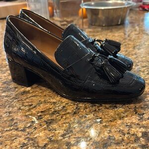 Donald J. Pliner Black Croc-Embossed Tassel Loafers, nwot